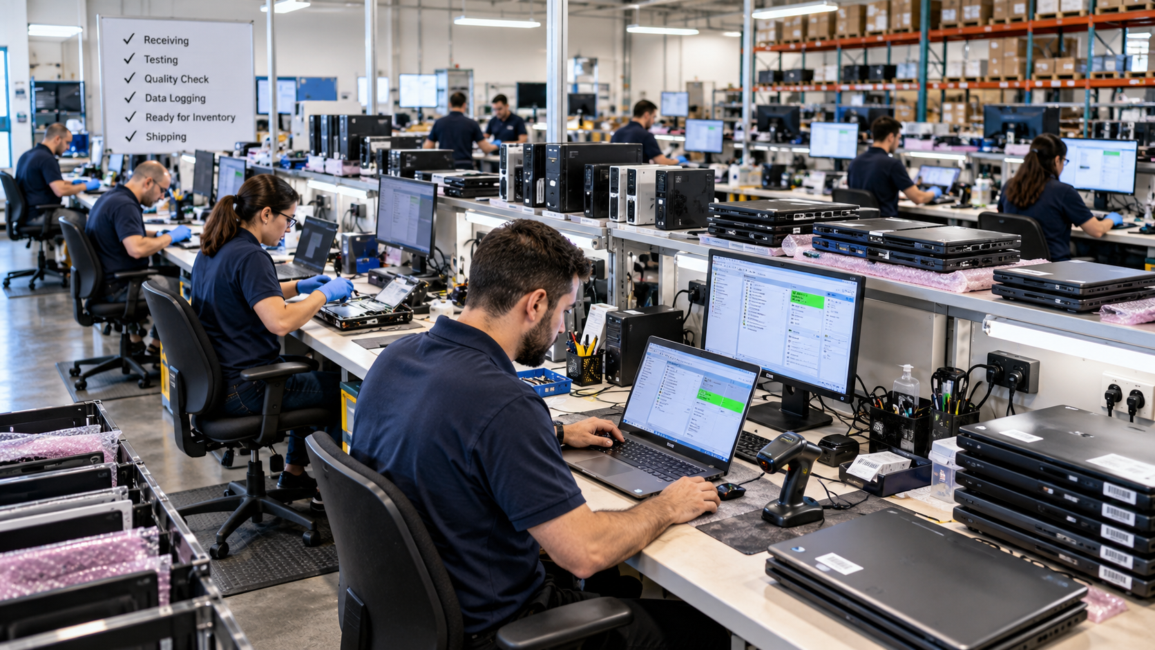 Illustrative electronics testing and quality-control workflow